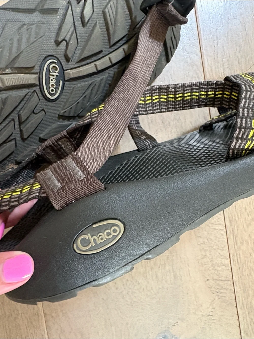 Chaco Men's Brown Sandals with Yellow Accents